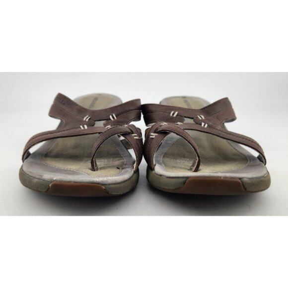 Merrell Women's Size 9 Brown Leather Sundial Spin Bracken Wedge Sandals Outdoors - Picture 2 of 12